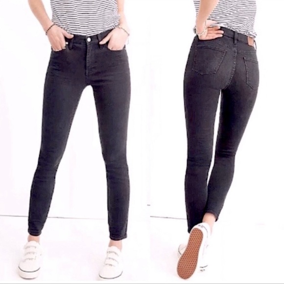Madewell Denim - Madewell 9” High Rise Faded Black Gray Skinny Jeans. Size 25